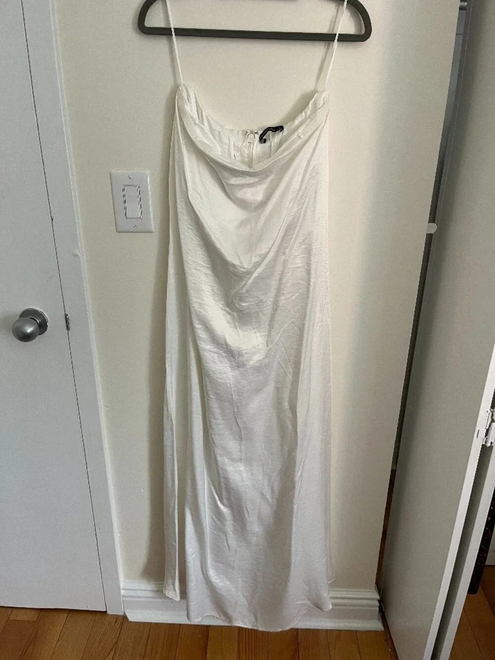 White Strapless Trapeze Maxi Dress - Picture 2 of 5